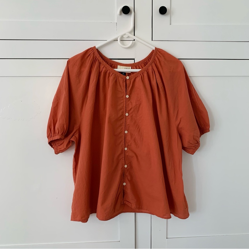 Universal Thread Cotton Pink Button Front Puff Sleeve Light Weight XXL Top